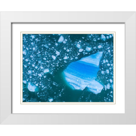 Alaska shattered icebergs floating near calving face of LeConte Glacier east of Petersburg White Modern Wood Framed Art Print with Double Matting by Souders, Paul