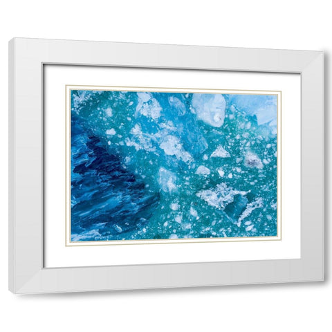 Alaska shattered icebergs floating near calving face of LeConte Glacier east of Petersburg White Modern Wood Framed Art Print with Double Matting by Souders, Paul