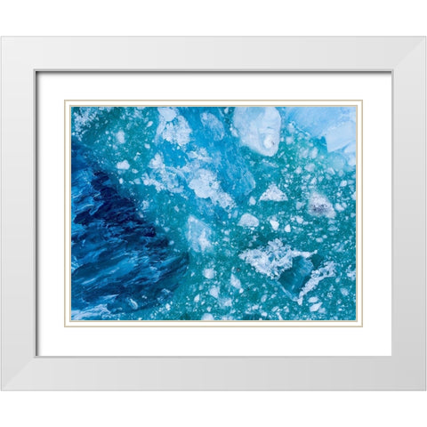Alaska shattered icebergs floating near calving face of LeConte Glacier east of Petersburg White Modern Wood Framed Art Print with Double Matting by Souders, Paul