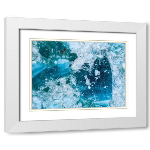 Alaska shattered icebergs floating near calving face of LeConte Glacier east of Petersburg White Modern Wood Framed Art Print with Double Matting by Souders, Paul