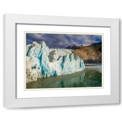 Alaska-Tracy Arm-Fords Terror Wilderness-Aerial view of crevassed blue face of Dawes Glacier  White Modern Wood Framed Art Print with Double Matting by Souders, Paul