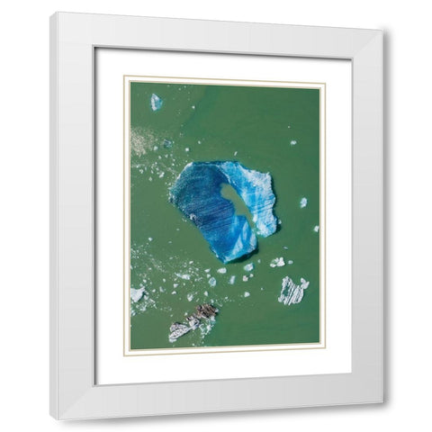 Alaska-Tracy Arm-Aerial view of floating iceberg calved from South Sawyer Glacier in Tracy Arm White Modern Wood Framed Art Print with Double Matting by Souders, Paul