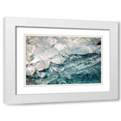 Alaska-Tracy Arm-Deep blue-green iceberg floating near face of South Sawyer Glacier in Tracy Arm White Modern Wood Framed Art Print with Double Matting by Souders, Paul