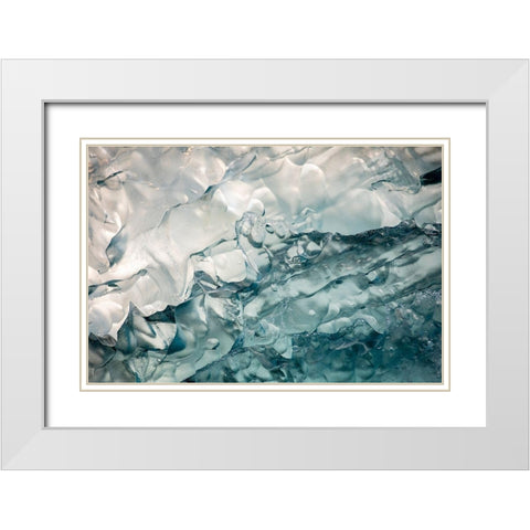 Alaska-Tracy Arm-Deep blue-green iceberg floating near face of South Sawyer Glacier in Tracy Arm White Modern Wood Framed Art Print with Double Matting by Souders, Paul