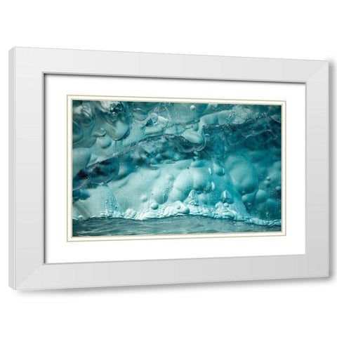 Alaska-Tracy Arm-Close-up of deep blue-green iceberg floating near face of South Sawyer Glacier White Modern Wood Framed Art Print with Double Matting by Souders, Paul