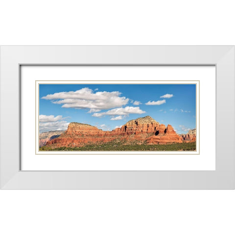Arizona-Sedona-Panoramic view of Twin Buttes and The Nuns White Modern Wood Framed Art Print with Double Matting by Collins, Ann