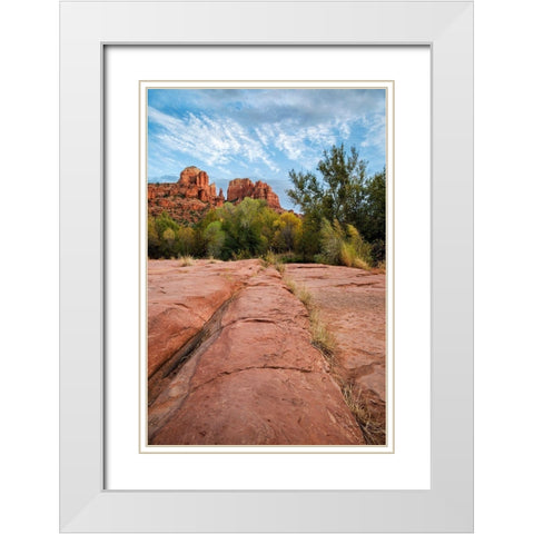 Arizona-Sedona-Red Rock State Park-Cathedral Rock White Modern Wood Framed Art Print with Double Matting by Collins, Ann