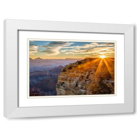 Arizona-Grand Canyon National Park-Sunrise over Powell Point White Modern Wood Framed Art Print with Double Matting by Collins, Ann