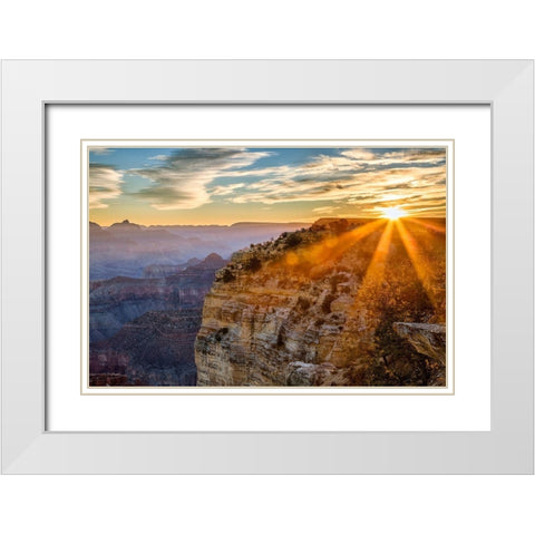 Arizona-Grand Canyon National Park-Sunrise over Powell Point White Modern Wood Framed Art Print with Double Matting by Collins, Ann