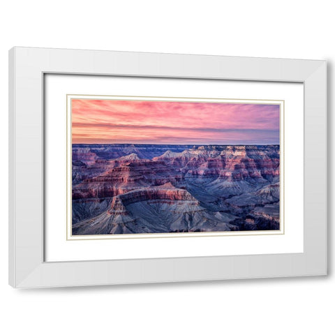 Arizona-Grand Canyon National Park-Dusk from Hopi Point White Modern Wood Framed Art Print with Double Matting by Collins, Ann