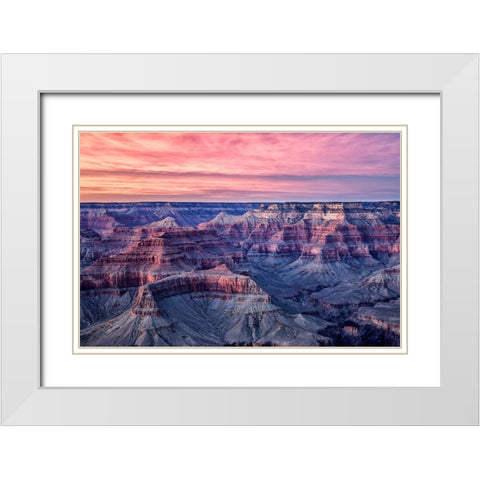 Arizona-Grand Canyon National Park-Dusk from Hopi Point White Modern Wood Framed Art Print with Double Matting by Collins, Ann