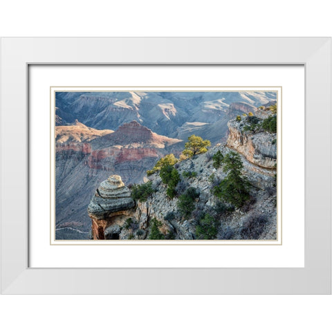 Arizona-Grand Canyon National Park-View from Yaki Point at sunrise White Modern Wood Framed Art Print with Double Matting by Collins, Ann