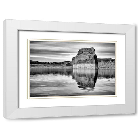 Arizona-Page-Lone Rock at Lake Powell White Modern Wood Framed Art Print with Double Matting by Collins, Ann