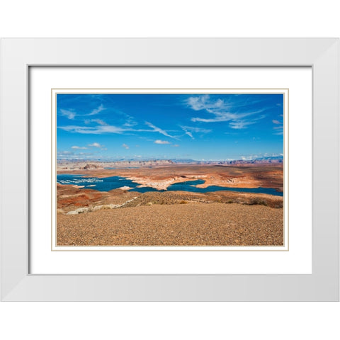 USA-Arizona-Page Glen Canyon National Recreation Area-Lake Powell with low water White Modern Wood Framed Art Print with Double Matting by Friel, Bernard