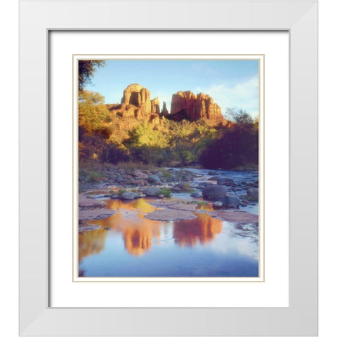 Arizona, Sedona Cathedral Rock and Oak Creek White Modern Wood Framed Art Print with Double Matting by Talbot Frank, Christopher
