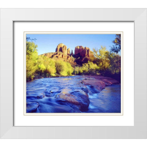 Arizona, Sedona Cathedral Rock and Oak Creek White Modern Wood Framed Art Print with Double Matting by Talbot Frank, Christopher