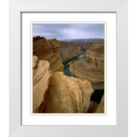 AZ, Horseshoe Bend of the Colorado River White Modern Wood Framed Art Print with Double Matting by Zuckerman, Jim