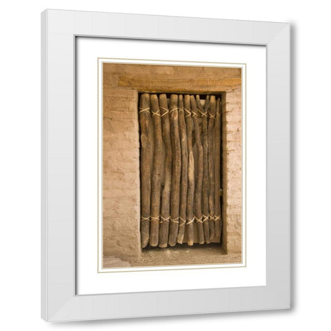 AZ, Tucson Door made of poles in an adobe wall White Modern Wood Framed Art Print with Double Matting by Ross, Nancy ,  Steve