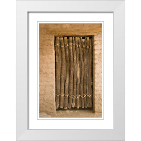 AZ, Tucson Door made of poles in an adobe wall White Modern Wood Framed Art Print with Double Matting by Ross, Nancy ,  Steve