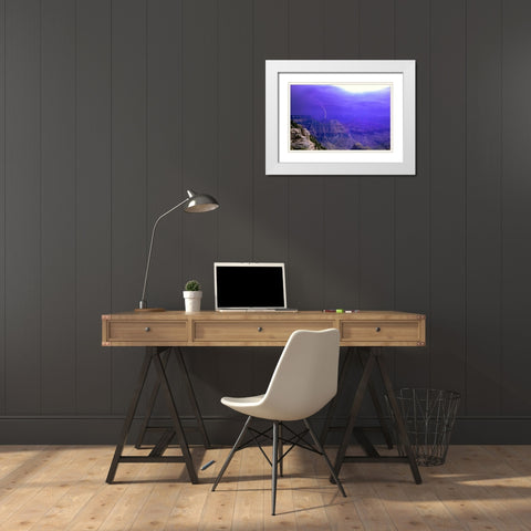 AZ, Grand Canyon, Lightning storm over the canyon White Modern Wood Framed Art Print with Double Matting by Welling, Dave