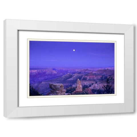 AZ, Grand Canyon, Moonrise over Point Imperial White Modern Wood Framed Art Print with Double Matting by Welling, Dave