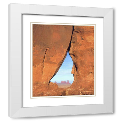 AZ, Formations through famous Teardrop Window White Modern Wood Framed Art Print with Double Matting by Talbot Frank, Christopher