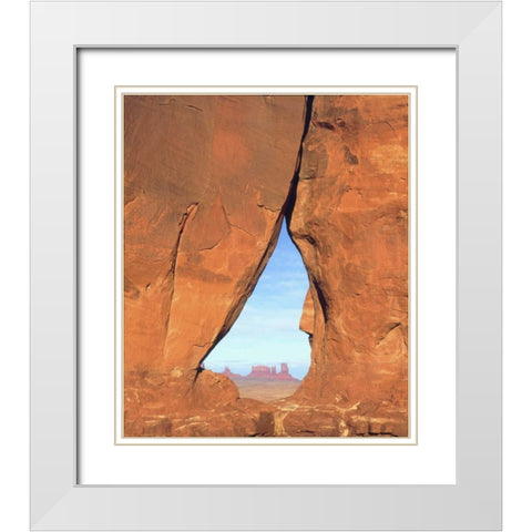 AZ, Formations through famous Teardrop Window White Modern Wood Framed Art Print with Double Matting by Talbot Frank, Christopher