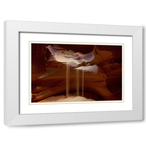 AZ, Upper Antelope Canyon Streams of loose sand White Modern Wood Framed Art Print with Double Matting by Illg, Cathy and Gordon