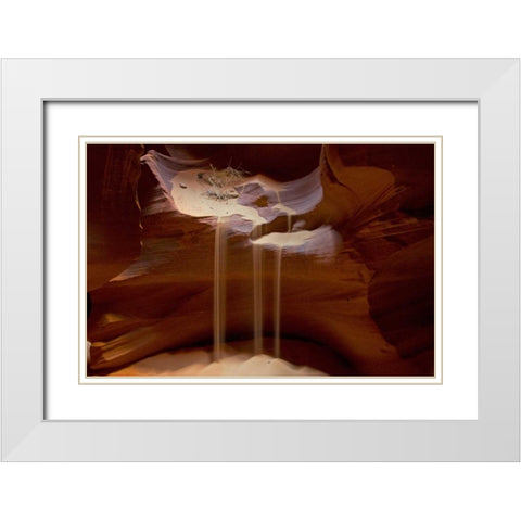 AZ, Upper Antelope Canyon Streams of loose sand White Modern Wood Framed Art Print with Double Matting by Illg, Cathy and Gordon