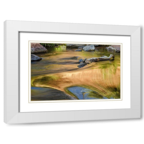 USA, Arizona, Sedona Autumn reflections on water White Modern Wood Framed Art Print with Double Matting by OBrien, Jay