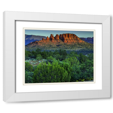 Arizona Sunset landscape in Red Rocks State Park White Modern Wood Framed Art Print with Double Matting by OBrien, Jay