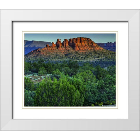 Arizona Sunset landscape in Red Rocks State Park White Modern Wood Framed Art Print with Double Matting by OBrien, Jay
