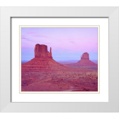 AZ, The Mittens formations in Monument Valley White Modern Wood Framed Art Print with Double Matting by Talbot Frank, Christopher