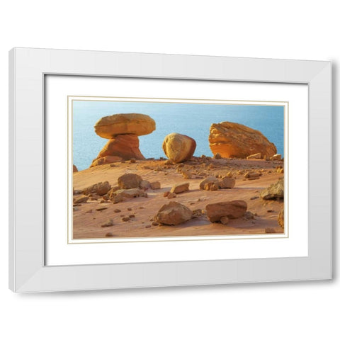Arizona, Lake Powell, Padre Bay Rock formations White Modern Wood Framed Art Print with Double Matting by Paulson, Don