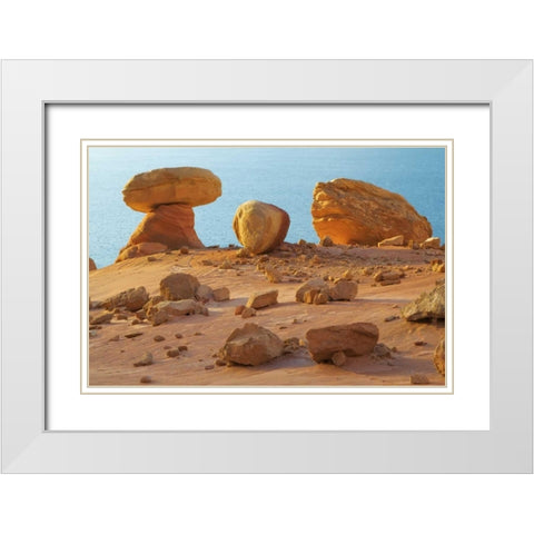 Arizona, Lake Powell, Padre Bay Rock formations White Modern Wood Framed Art Print with Double Matting by Paulson, Don