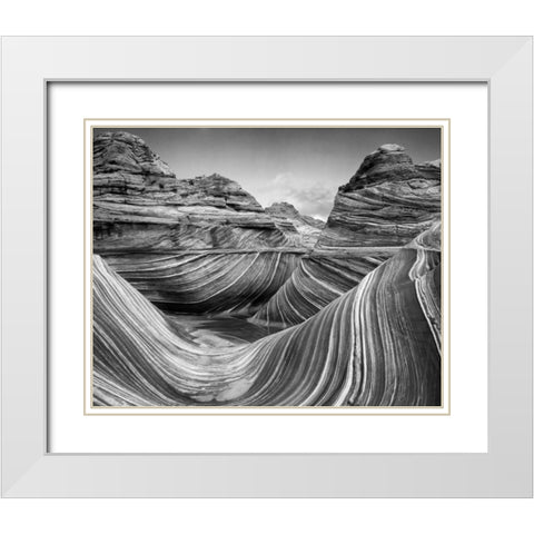 AZ, Vermilion Cliffs, Paria Canyon The Wave White Modern Wood Framed Art Print with Double Matting by Flaherty, Dennis