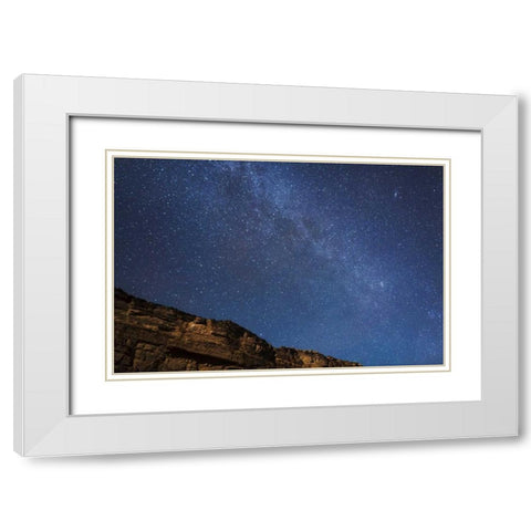 AZ, Grand Canyon, Milky Way above Marble Canyon White Modern Wood Framed Art Print with Double Matting by Grall, Don