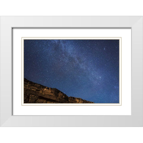 AZ, Grand Canyon, Milky Way above Marble Canyon White Modern Wood Framed Art Print with Double Matting by Grall, Don