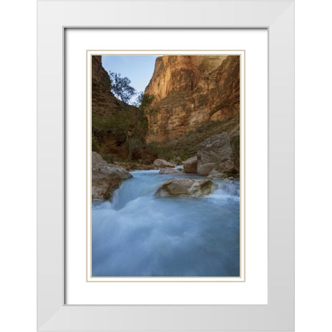 AZ, Grand Canyon, Havasu Creeks through a gorge White Modern Wood Framed Art Print with Double Matting by Grall, Don