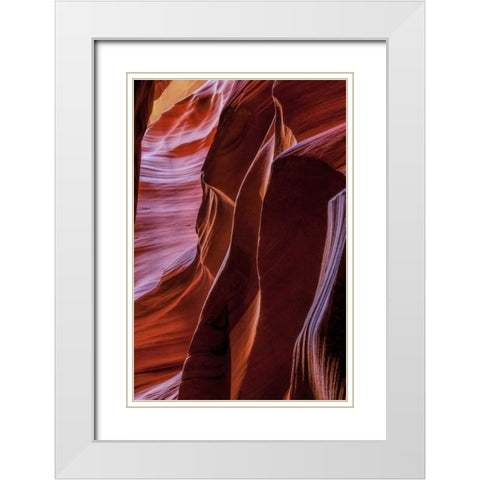Arizona, Paige Rock patterns in Antelope Canyon White Modern Wood Framed Art Print with Double Matting by OBrien, Jay