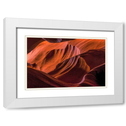 Arizona, Paige Rock patterns in Antelope Canyon White Modern Wood Framed Art Print with Double Matting by OBrien, Jay