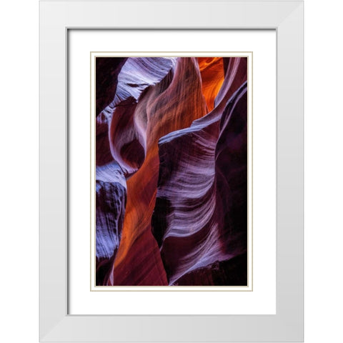 Arizona, Paige Rock patterns in Antelope Canyon White Modern Wood Framed Art Print with Double Matting by OBrien, Jay