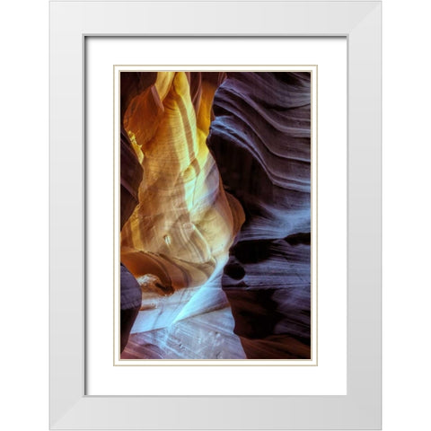 Arizona, Paige Rock patterns in Antelope Canyon White Modern Wood Framed Art Print with Double Matting by OBrien, Jay