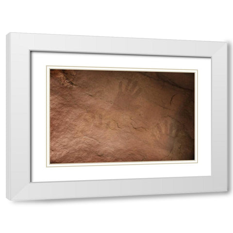 AZ, Grand Canyon, Ancient Anasazi hand prints White Modern Wood Framed Art Print with Double Matting by Grall, Don