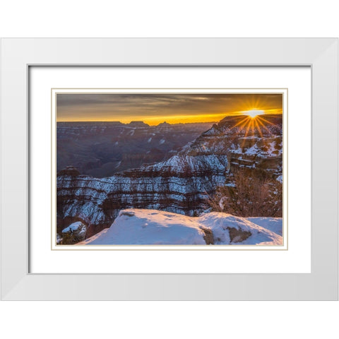 Arizona-Grand Canyon National Park Sunrise on Mather Point White Modern Wood Framed Art Print with Double Matting by Jaynes Gallery