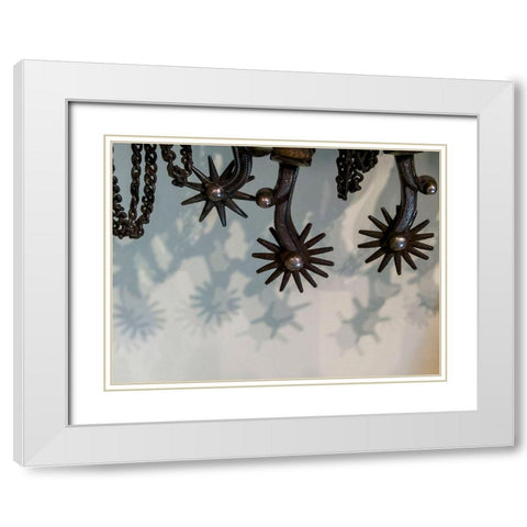 Arizona-Scottsdale Cowboy spurs and shadows  White Modern Wood Framed Art Print with Double Matting by Jaynes Gallery