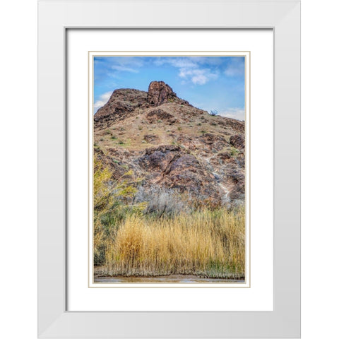 Arizona Ancient petroglyphs on rocks  White Modern Wood Framed Art Print with Double Matting by Jaynes Gallery