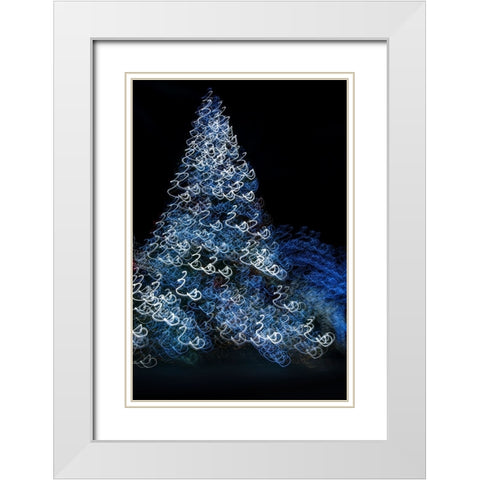 USA-Arizona-Buckeye-Abstract motion of Christmas tree at night White Modern Wood Framed Art Print with Double Matting by Jaynes Gallery