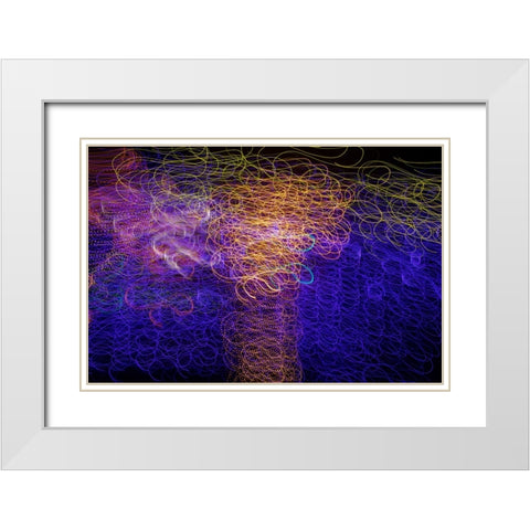 USA-Arizona-Buckeye-Abstract of multicolored Christmas lights White Modern Wood Framed Art Print with Double Matting by Jaynes Gallery