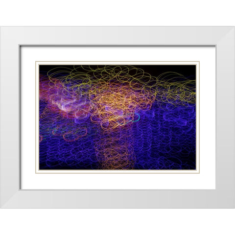 USA-Arizona-Buckeye-Abstract of multicolored Christmas lights White Modern Wood Framed Art Print with Double Matting by Jaynes Gallery